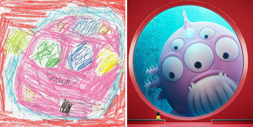 Professional Artists Recreate Kids’ Monster Doodles In Their Own Style 