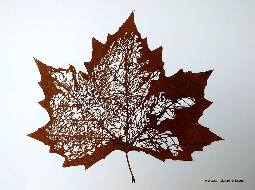 Artist Creates Leaf Art By Carefully Cutting Intricate Scenes