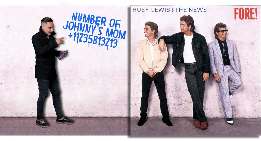 Guy Photoshops Himself Outside The Frames Of Famous Music Album Covers And The Result Is Amusing