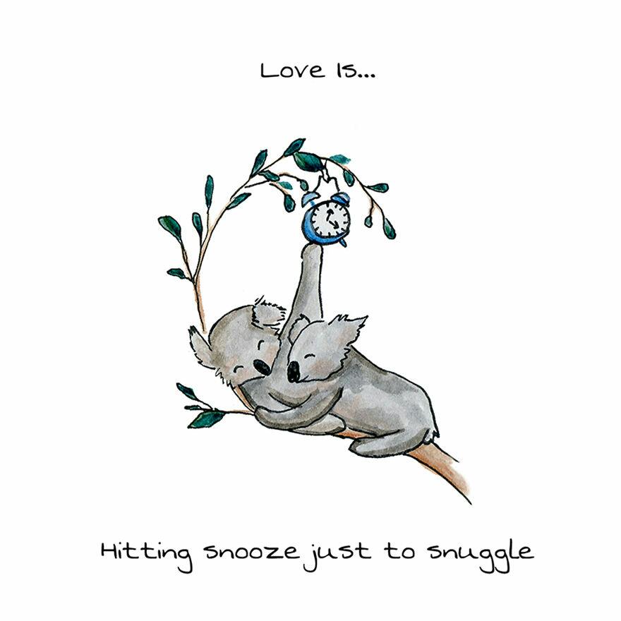 Artist Draws Adorable Animal Illustrations That Display The Little Ways We Show Love