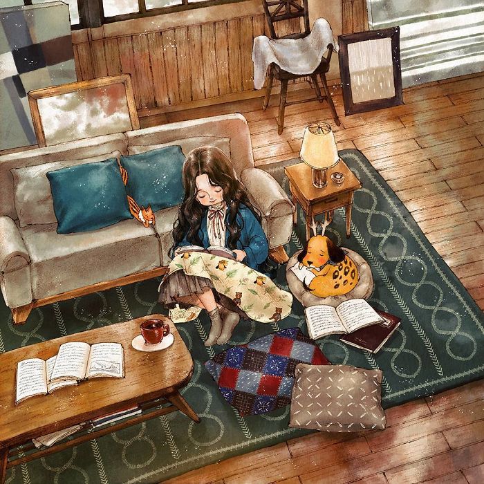 Korean Artist Shows What Happiness In Living Alone Looks Like